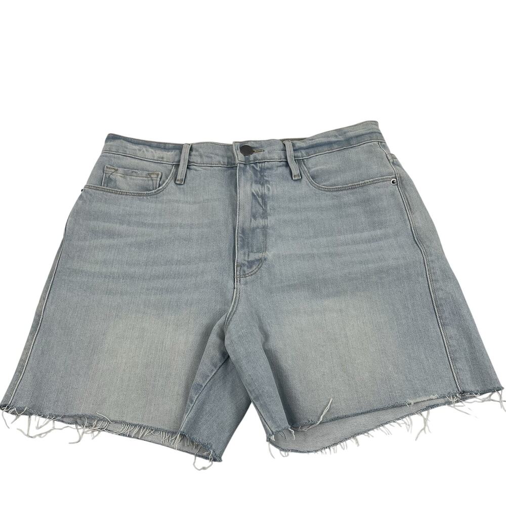 FRAME Le Tour Raw Edge Cut Off Denim Shorts Blue Size 30